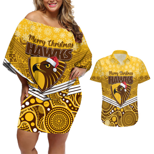 custom-hawthorn-football-christmas-couples-matching-off-shoulder-short-dress-and-hawaiian-shirt-merry-xmas-2023-mix-aboriginal-art