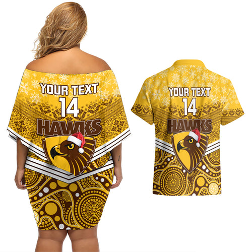 custom-hawthorn-football-christmas-couples-matching-off-shoulder-short-dress-and-hawaiian-shirt-merry-xmas-2023-mix-aboriginal-art