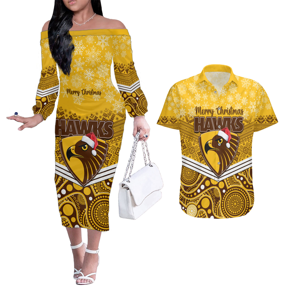 custom-hawthorn-football-christmas-couples-matching-off-the-shoulder-long-sleeve-dress-and-hawaiian-shirt-merry-xmas-2023-mix-aboriginal-art