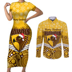 custom-hawthorn-football-christmas-couples-matching-short-sleeve-bodycon-dress-and-long-sleeve-button-shirt-merry-xmas-2023-mix-aboriginal-art