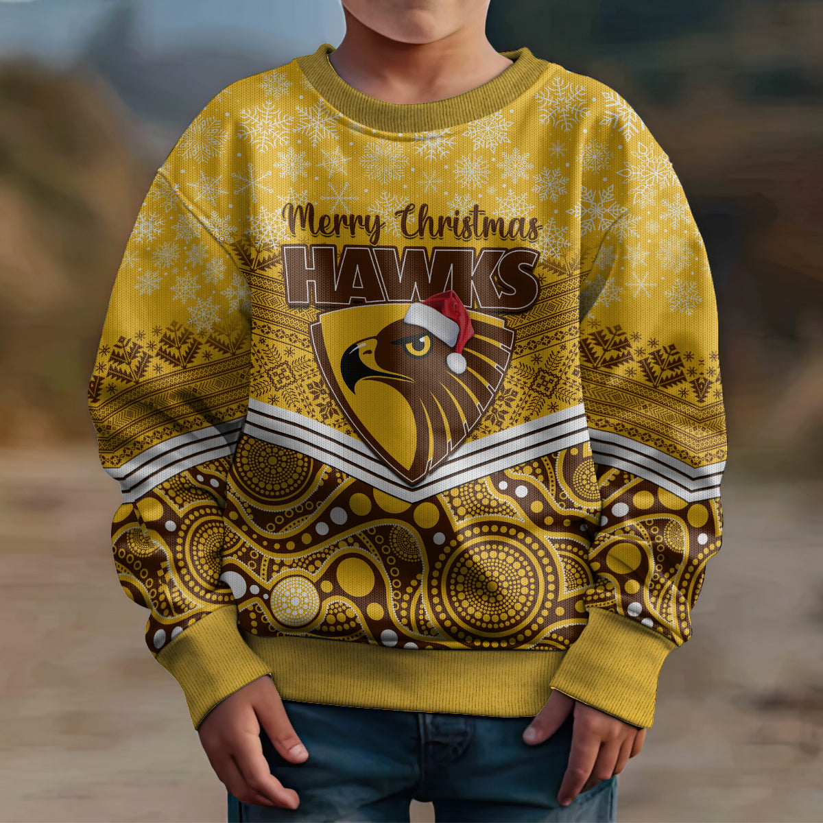 custom-hawthorn-football-christmas-kid-ugly-christmas-sweater-merry-xmas-2023-mix-aboriginal-art