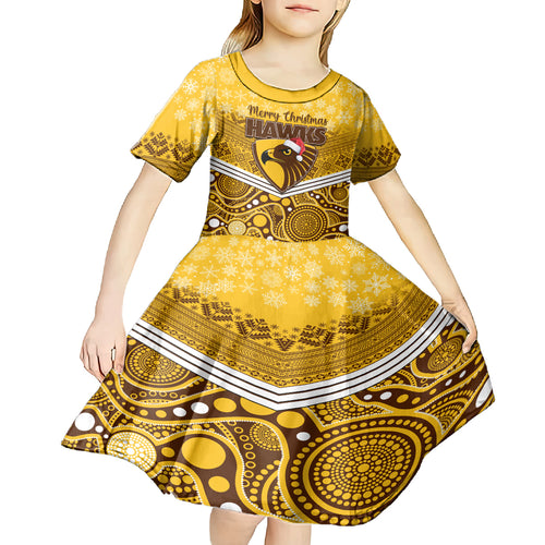 custom-hawthorn-football-christmas-kid-short-sleeve-dress-merry-xmas-2023-mix-aboriginal-art