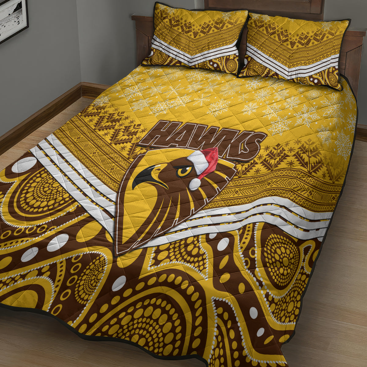 custom-hawthorn-football-christmas-quilt-bed-set-merry-xmas-2023-mix-aboriginal-art