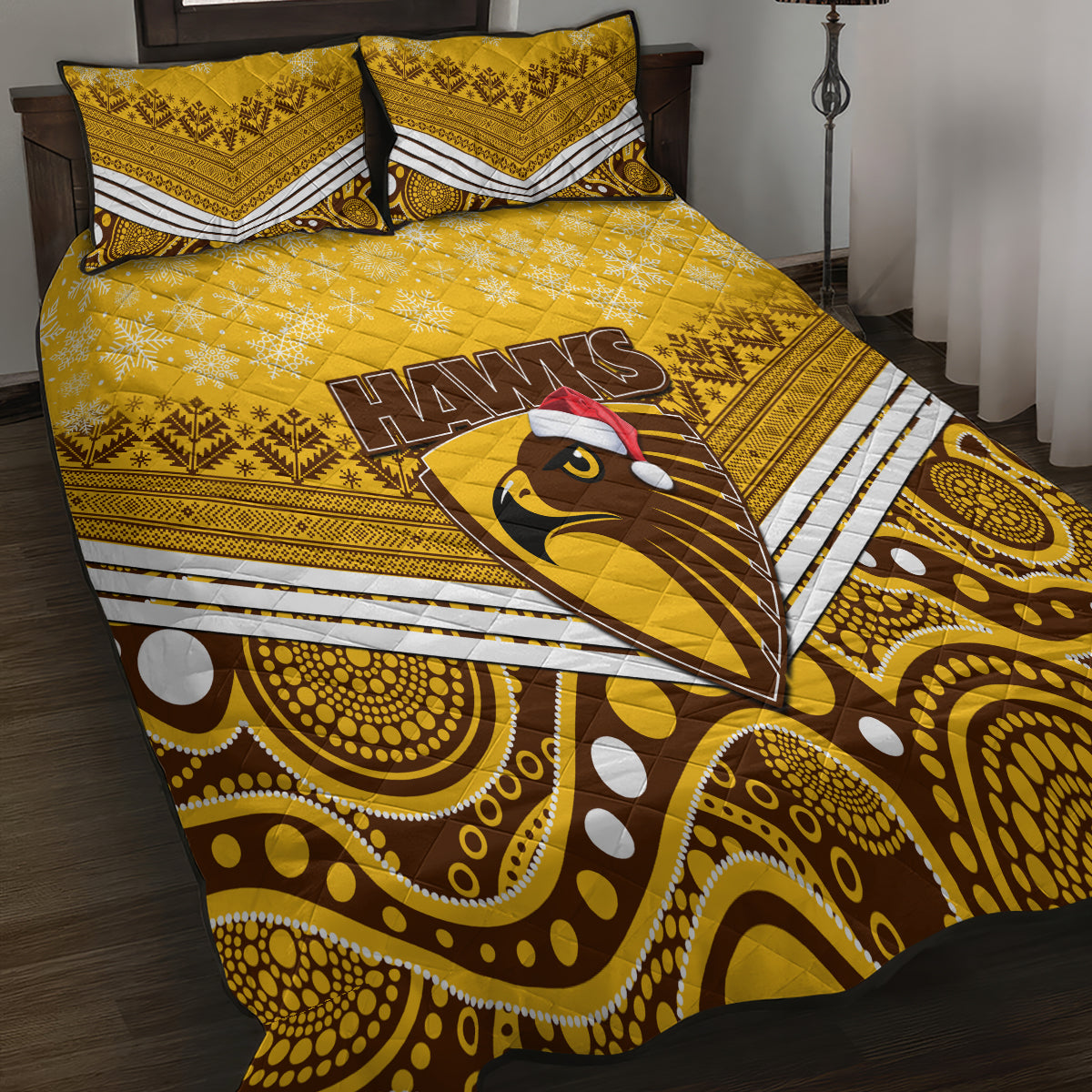 custom-hawthorn-football-christmas-quilt-bed-set-merry-xmas-2023-mix-aboriginal-art