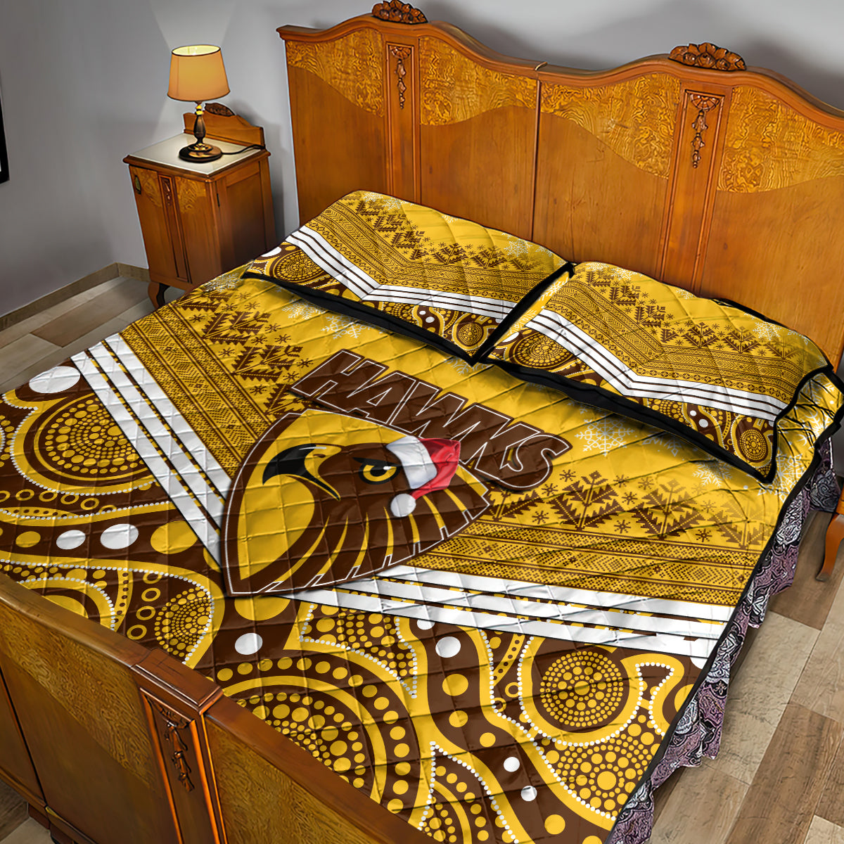 custom-hawthorn-football-christmas-quilt-bed-set-merry-xmas-2023-mix-aboriginal-art