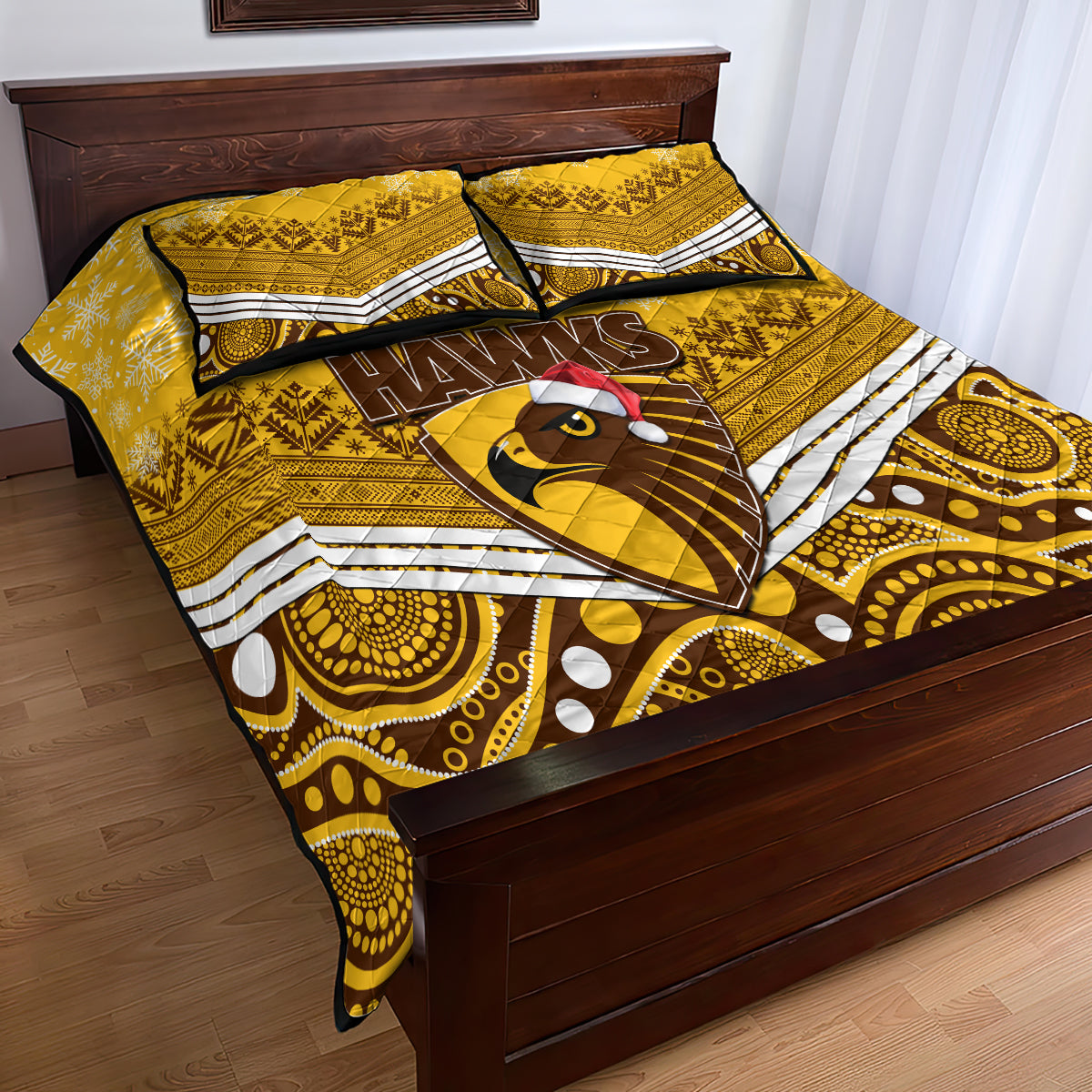custom-hawthorn-football-christmas-quilt-bed-set-merry-xmas-2023-mix-aboriginal-art
