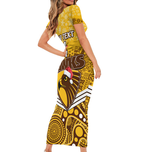 custom-hawthorn-football-christmas-short-sleeve-bodycon-dress-merry-xmas-2023-mix-aboriginal-art
