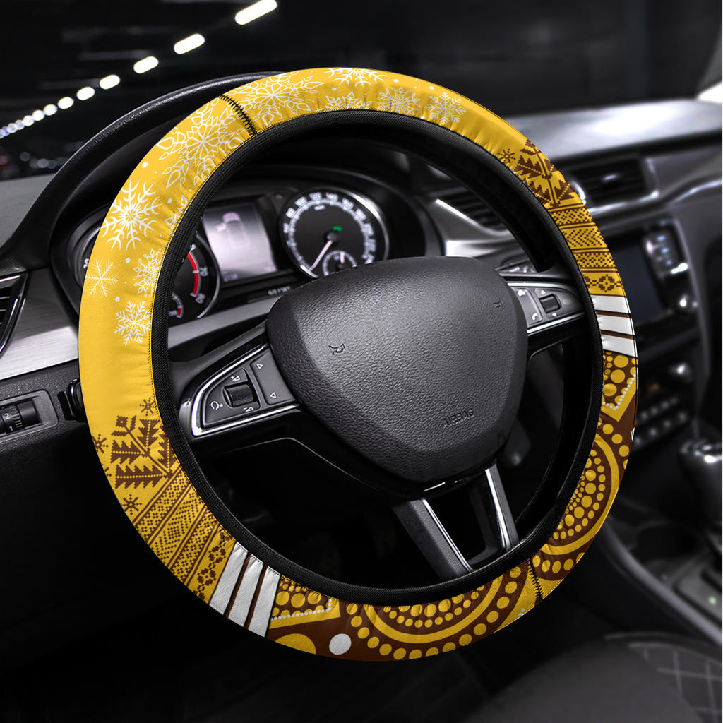 Hawthorn Football Christmas Steering Wheel Cover Merry Xmas 2023 Mix Aboriginal Art