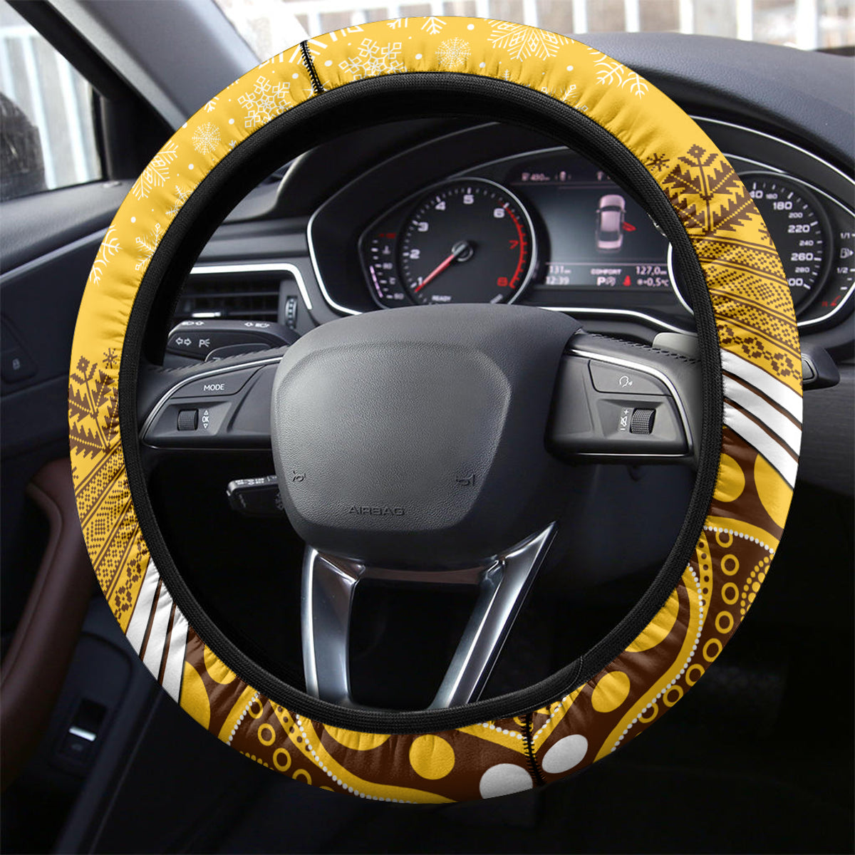 Hawthorn Football Christmas Steering Wheel Cover Merry Xmas 2023 Mix Aboriginal Art