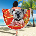 personalised-australia-koala-christmas-beach-blanket-aboriginal-art-with-golden-wattle