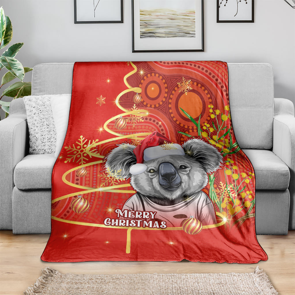 personalised-australia-koala-christmas-blanket-aboriginal-art-with-golden-wattle