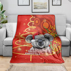 personalised-australia-koala-christmas-blanket-aboriginal-art-with-golden-wattle