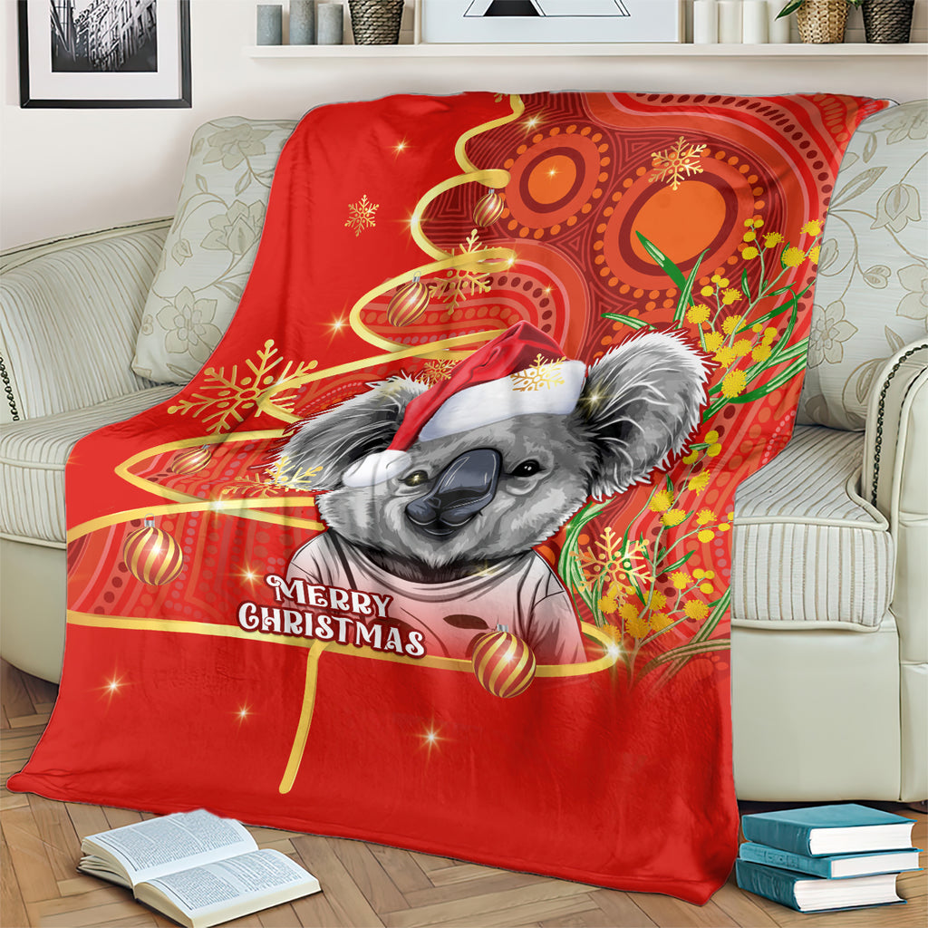 personalised-australia-koala-christmas-blanket-aboriginal-art-with-golden-wattle