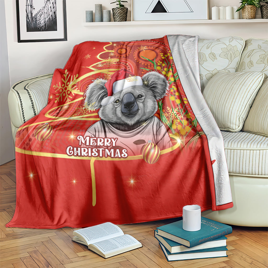 personalised-australia-koala-christmas-blanket-aboriginal-art-with-golden-wattle