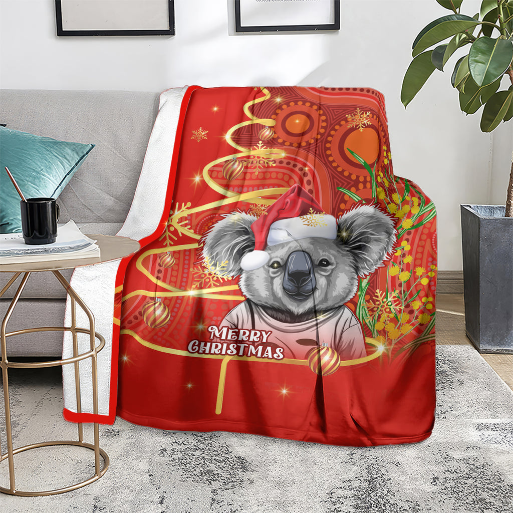 personalised-australia-koala-christmas-blanket-aboriginal-art-with-golden-wattle