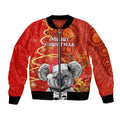personalised-australia-koala-christmas-bomber-jacket-aboriginal-art-with-golden-wattle