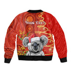 personalised-australia-koala-christmas-bomber-jacket-aboriginal-art-with-golden-wattle