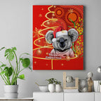 personalised-australia-koala-christmas-canvas-wall-art-aboriginal-art-with-golden-wattle