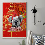 personalised-australia-koala-christmas-canvas-wall-art-aboriginal-art-with-golden-wattle