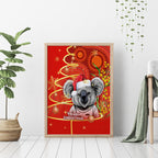 personalised-australia-koala-christmas-canvas-wall-art-aboriginal-art-with-golden-wattle