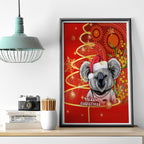 personalised-australia-koala-christmas-canvas-wall-art-aboriginal-art-with-golden-wattle