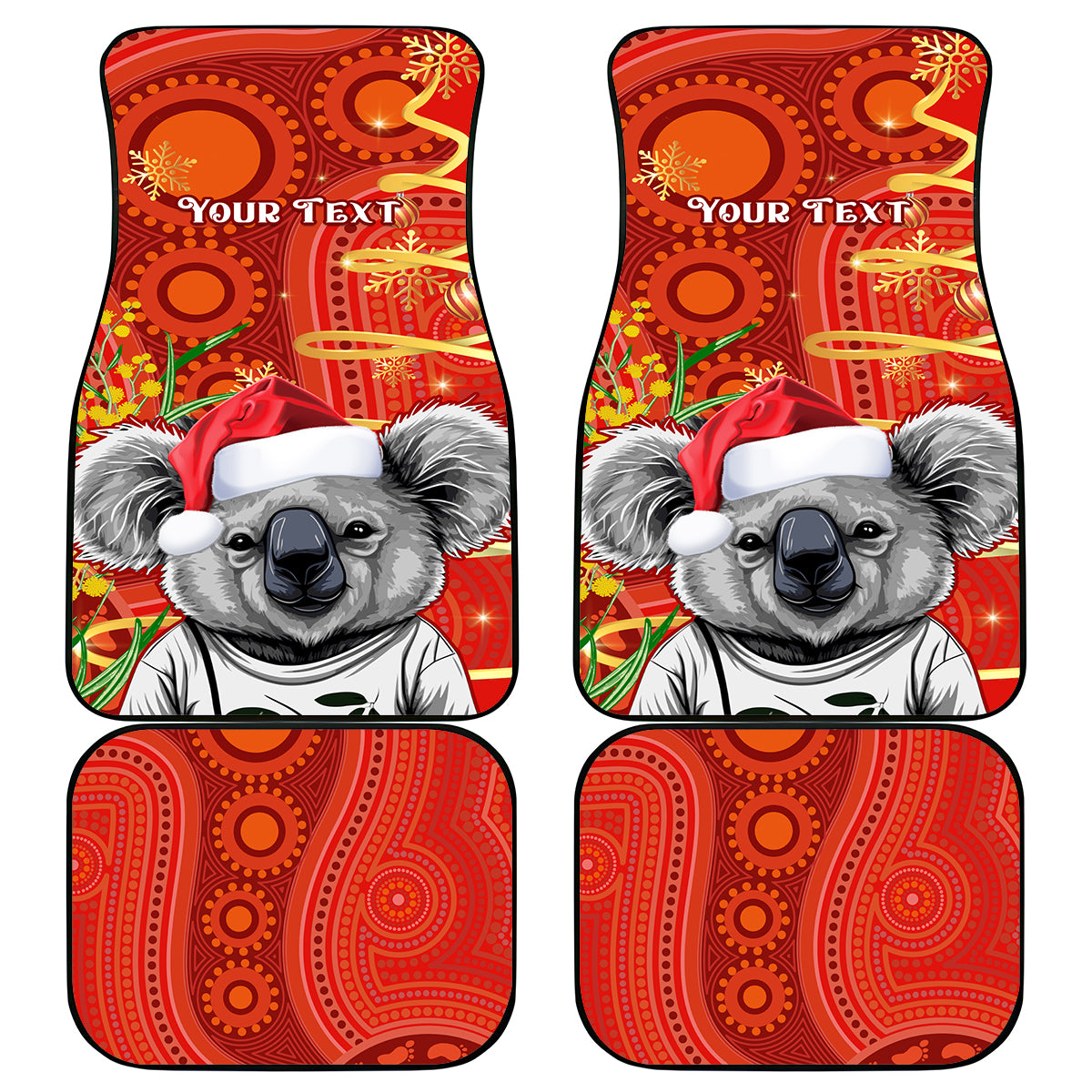 personalised-australia-koala-christmas-car-mats-aboriginal-art-with-golden-wattle
