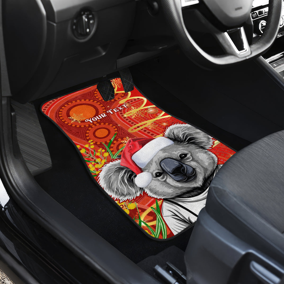 personalised-australia-koala-christmas-car-mats-aboriginal-art-with-golden-wattle