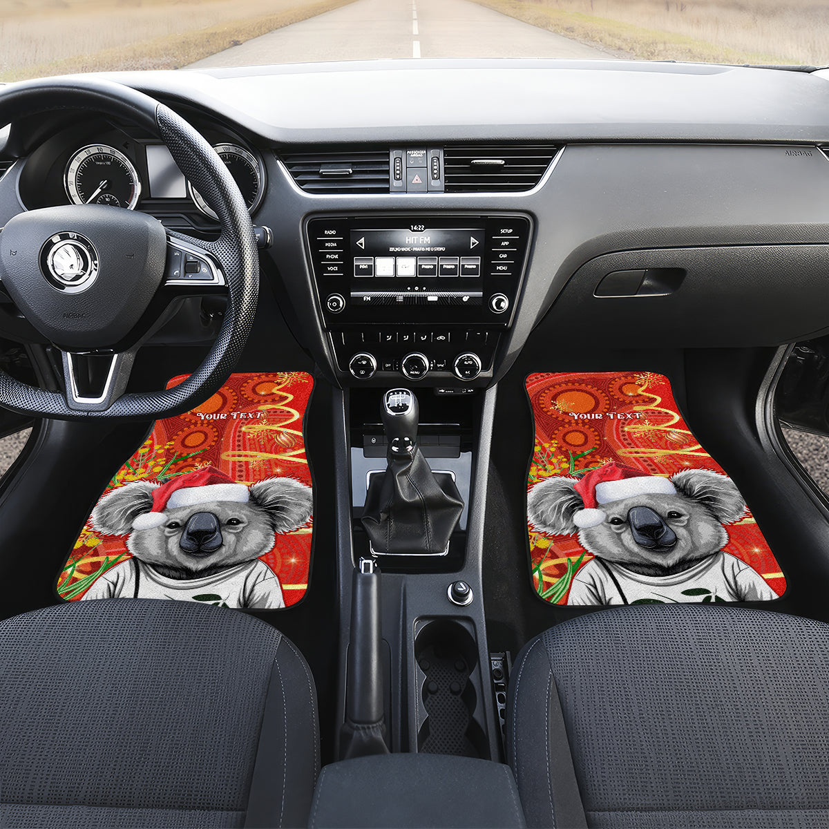 personalised-australia-koala-christmas-car-mats-aboriginal-art-with-golden-wattle