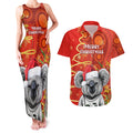 personalised-australia-koala-christmas-couples-matching-tank-maxi-dress-and-hawaiian-shirt-aboriginal-art-with-golden-wattle