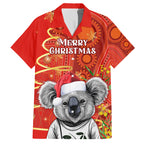 personalised-australia-koala-christmas-family-matching-long-sleeve-bodycon-dress-and-hawaiian-shirt-aboriginal-art-with-golden-wattle