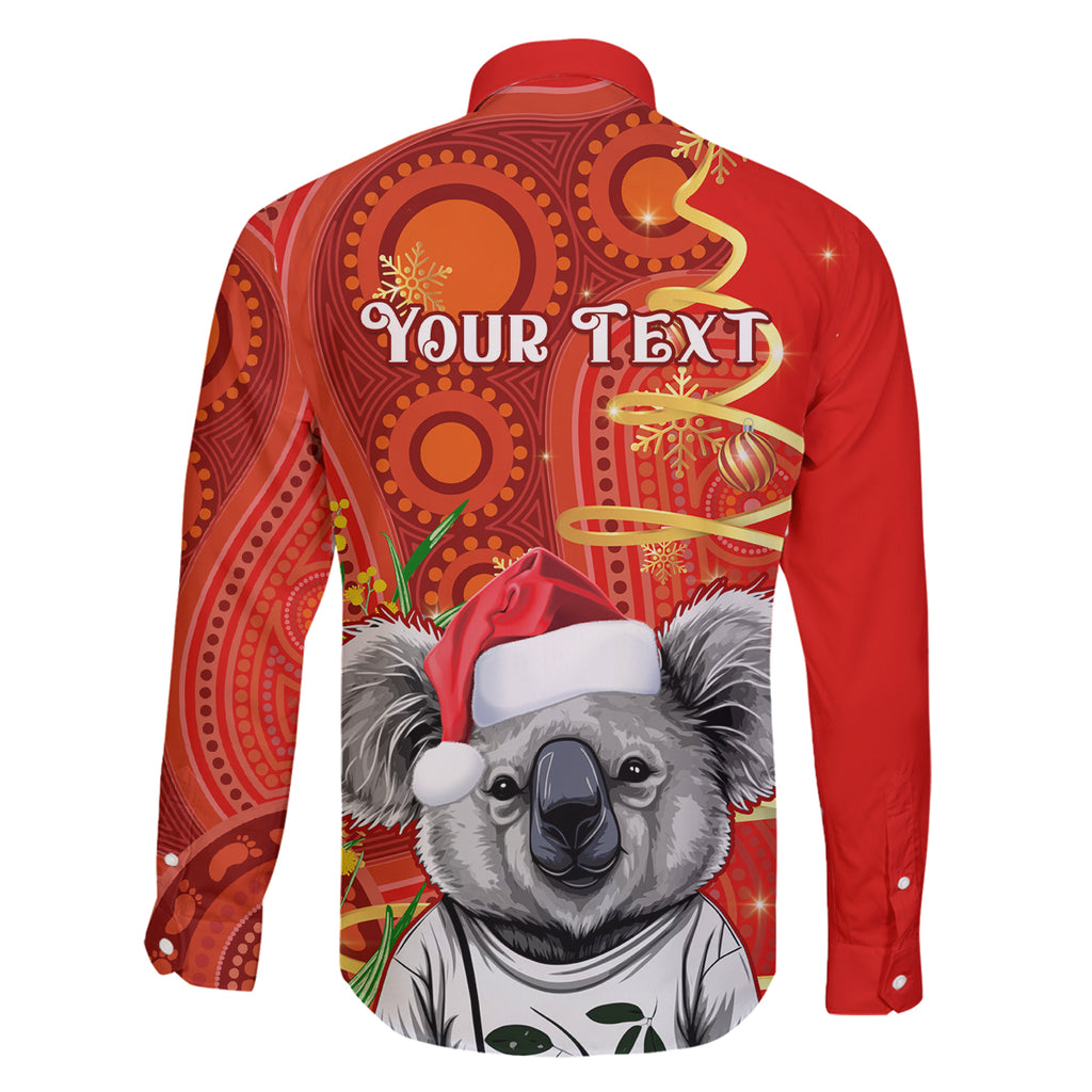 personalised-australia-koala-christmas-family-matching-long-sleeve-bodycon-dress-and-hawaiian-shirt-aboriginal-art-with-golden-wattle