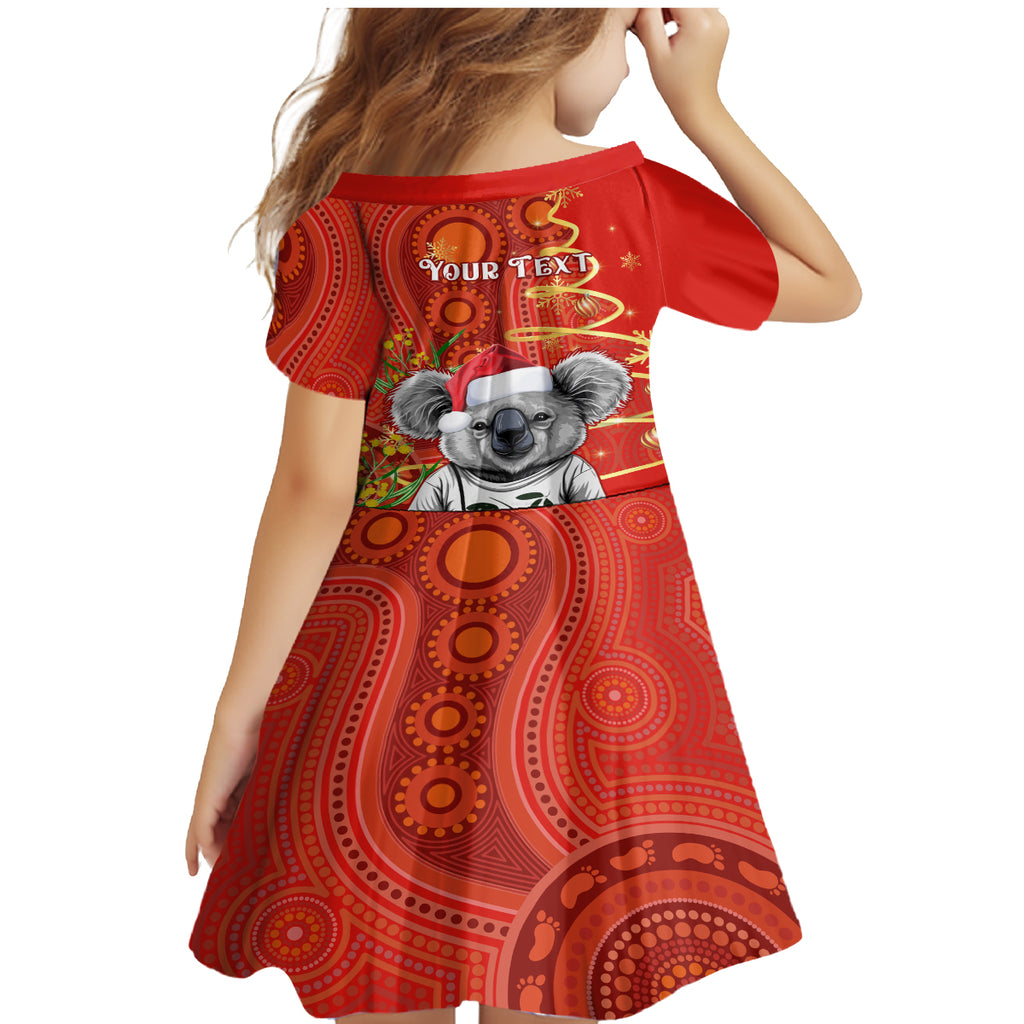 personalised-australia-koala-christmas-family-matching-mermaid-dress-and-hawaiian-shirt-aboriginal-art-with-golden-wattle