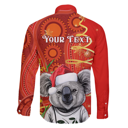 personalised-australia-koala-christmas-family-matching-mermaid-dress-and-hawaiian-shirt-aboriginal-art-with-golden-wattle