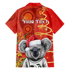 personalised-australia-koala-christmas-family-matching-off-shoulder-maxi-dress-and-hawaiian-shirt-aboriginal-art-with-golden-wattle