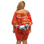 personalised-australia-koala-christmas-family-matching-off-shoulder-short-dress-and-hawaiian-shirt-aboriginal-art-with-golden-wattle