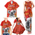 personalised-australia-koala-christmas-family-matching-tank-maxi-dress-and-hawaiian-shirt-aboriginal-art-with-golden-wattle