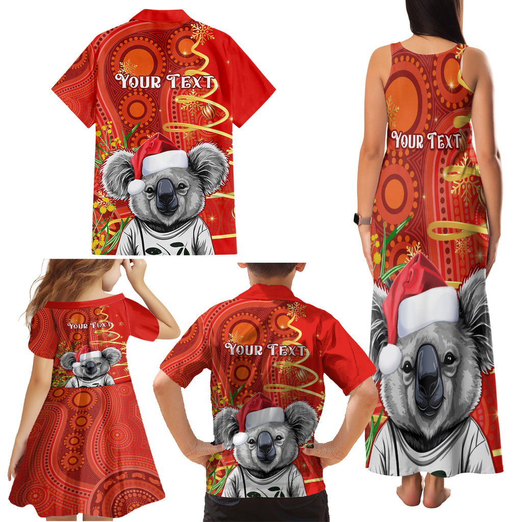 personalised-australia-koala-christmas-family-matching-tank-maxi-dress-and-hawaiian-shirt-aboriginal-art-with-golden-wattle