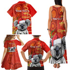 personalised-australia-koala-christmas-family-matching-tank-maxi-dress-and-hawaiian-shirt-aboriginal-art-with-golden-wattle