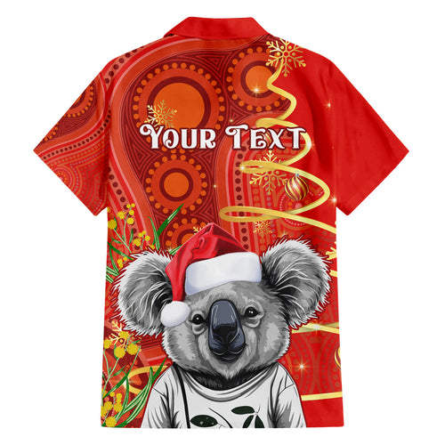 personalised-australia-koala-christmas-family-matching-tank-maxi-dress-and-hawaiian-shirt-aboriginal-art-with-golden-wattle