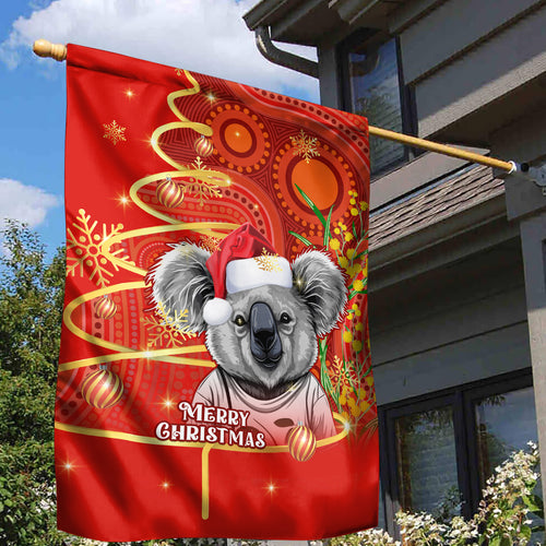 personalised-australia-koala-christmas-garden-flag-aboriginal-art-with-golden-wattle