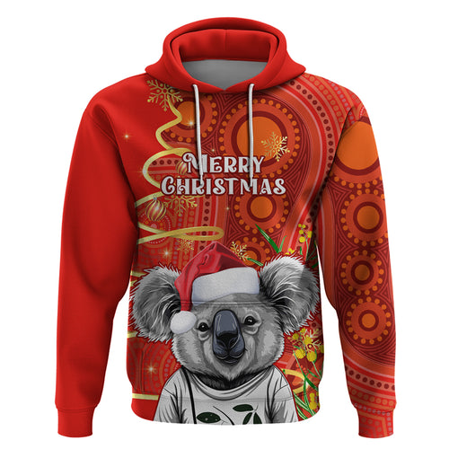 personalised-australia-koala-christmas-hoodie-aboriginal-art-with-golden-wattle