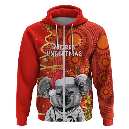 personalised-australia-koala-christmas-hoodie-aboriginal-art-with-golden-wattle