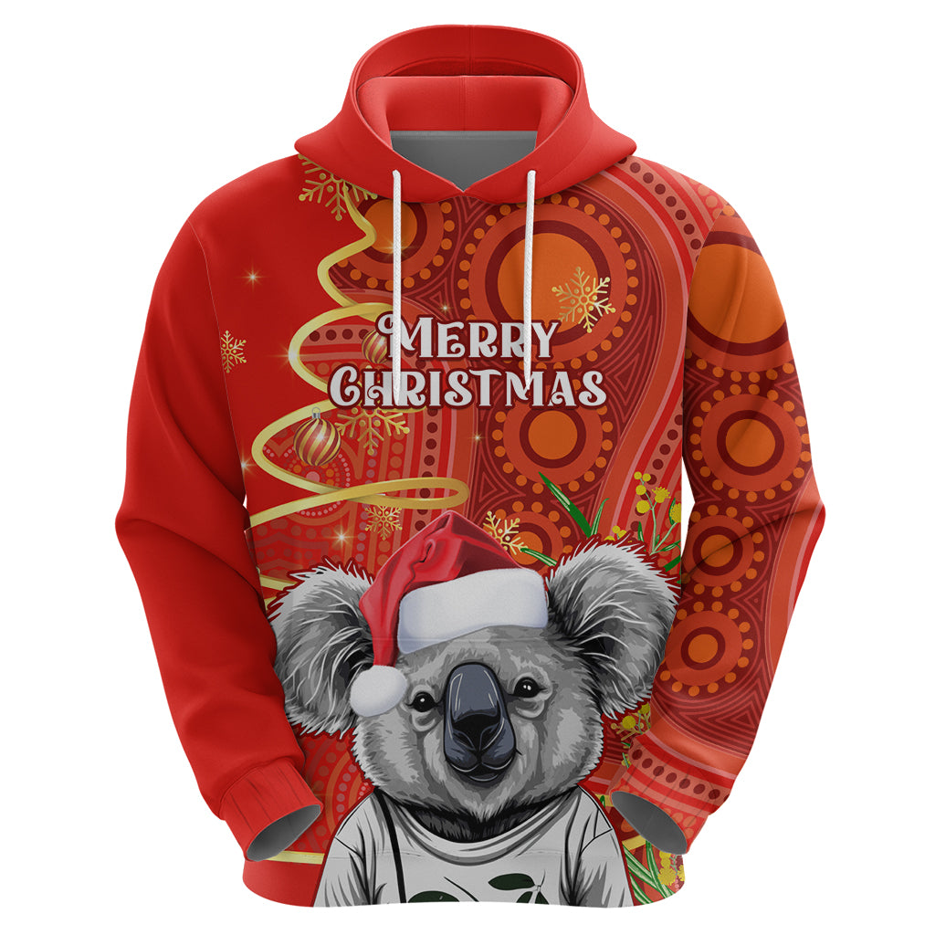 personalised-australia-koala-christmas-hoodie-aboriginal-art-with-golden-wattle
