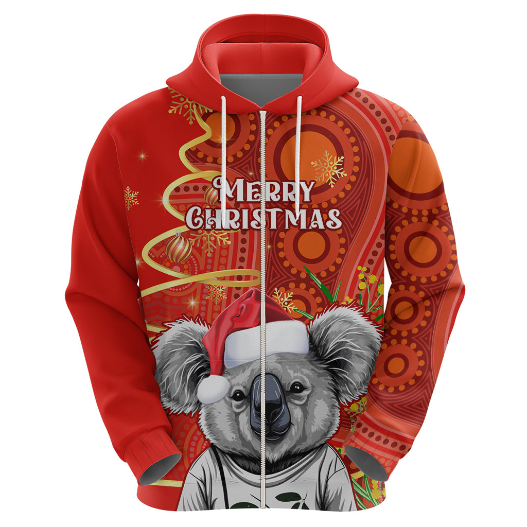 personalised-australia-koala-christmas-hoodie-aboriginal-art-with-golden-wattle