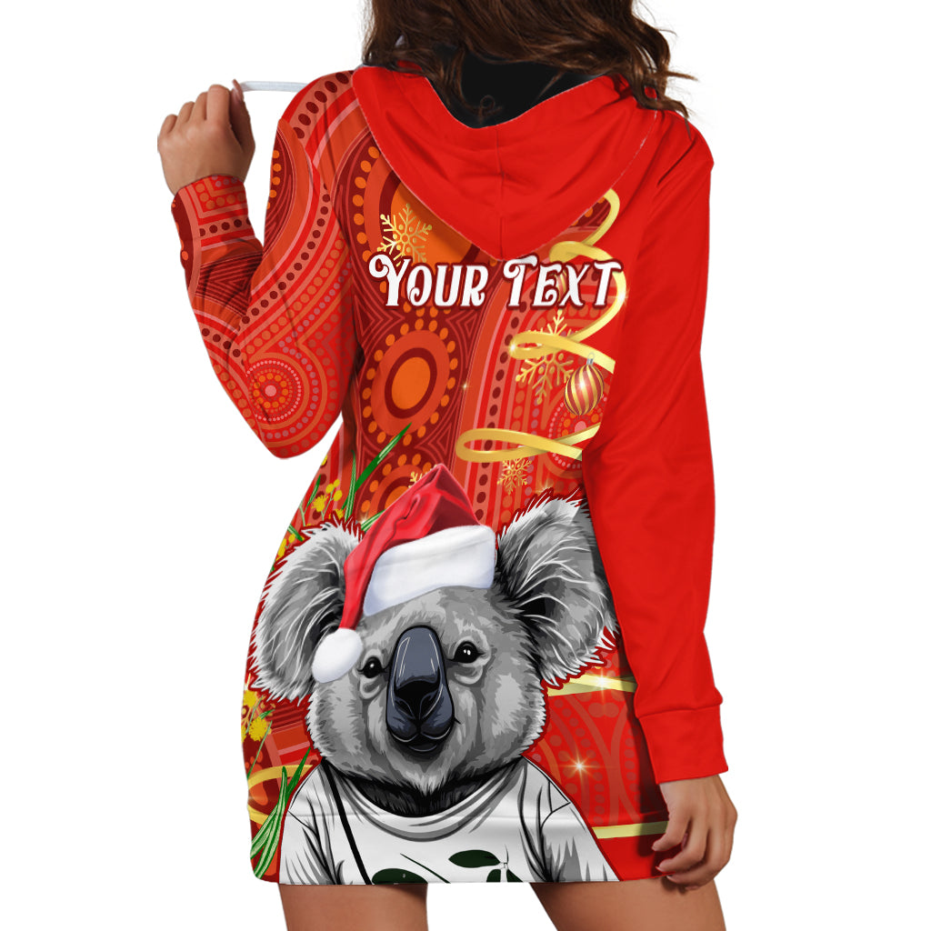 personalised-australia-koala-christmas-hoodie-dress-aboriginal-art-with-golden-wattle
