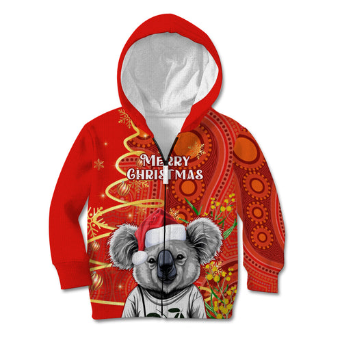 personalised-australia-koala-christmas-kid-hoodie-aboriginal-art-with-golden-wattle