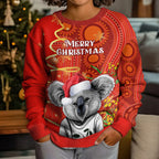 personalised-australia-koala-christmas-kid-ugly-christmas-sweater-aboriginal-art-with-golden-wattle