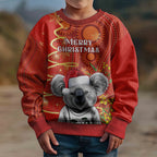 personalised-australia-koala-christmas-kid-ugly-christmas-sweater-aboriginal-art-with-golden-wattle