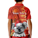 personalised-australia-koala-christmas-kid-polo-shirt-aboriginal-art-with-golden-wattle