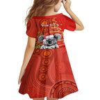 personalised-australia-koala-christmas-kid-short-sleeve-dress-aboriginal-art-with-golden-wattle
